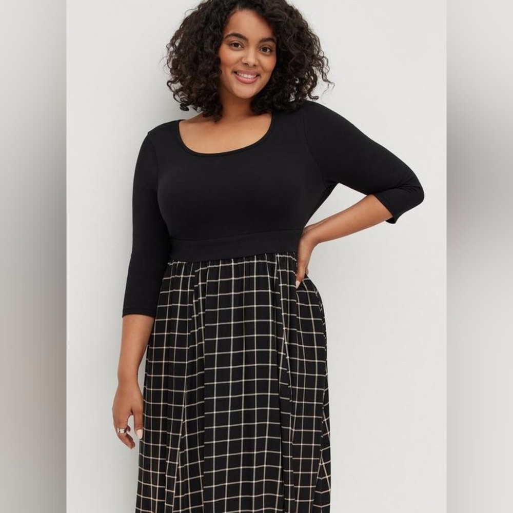 Torrid Midi Challis And Jersey Dress - Picture 2 of 7